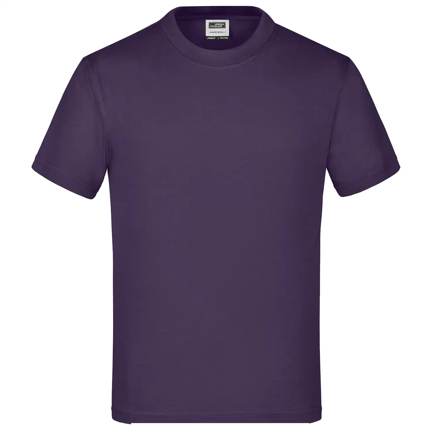 Kinder T-Shirt Basic-T "JN019" in aubergine, L - Bild 1