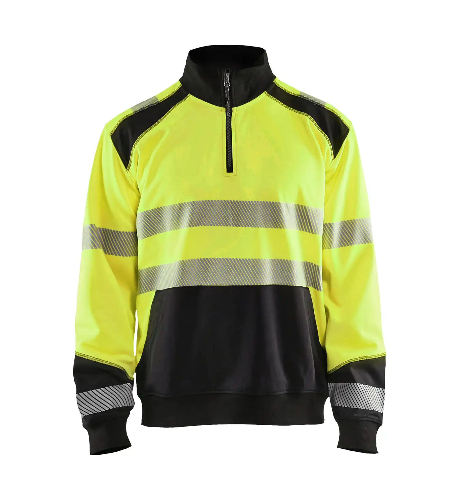 Warnschutz Zip-Sweatshirt "3556" in gelb/schwarz, L - Thumbnail 1