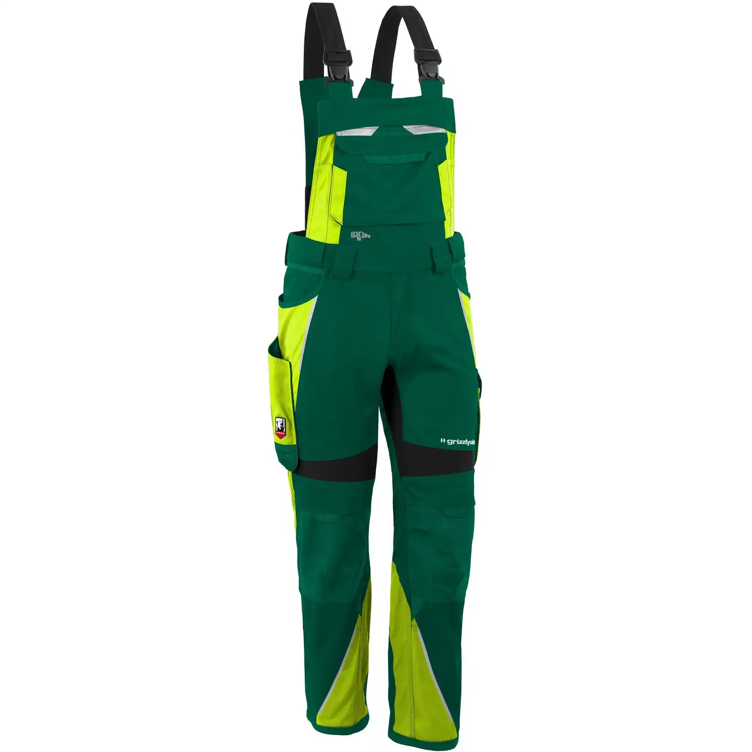 Latzhose "IRON" in grün/warngelb, L58 (lang) - Thumbnail 1