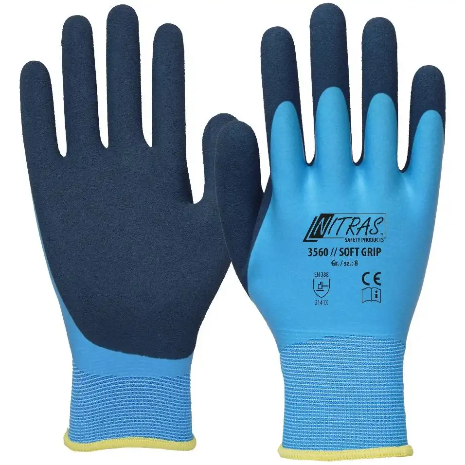 Latexschaum Polyester Handschuhe "SOFT GRIP" in 9 (L) - Bild 1