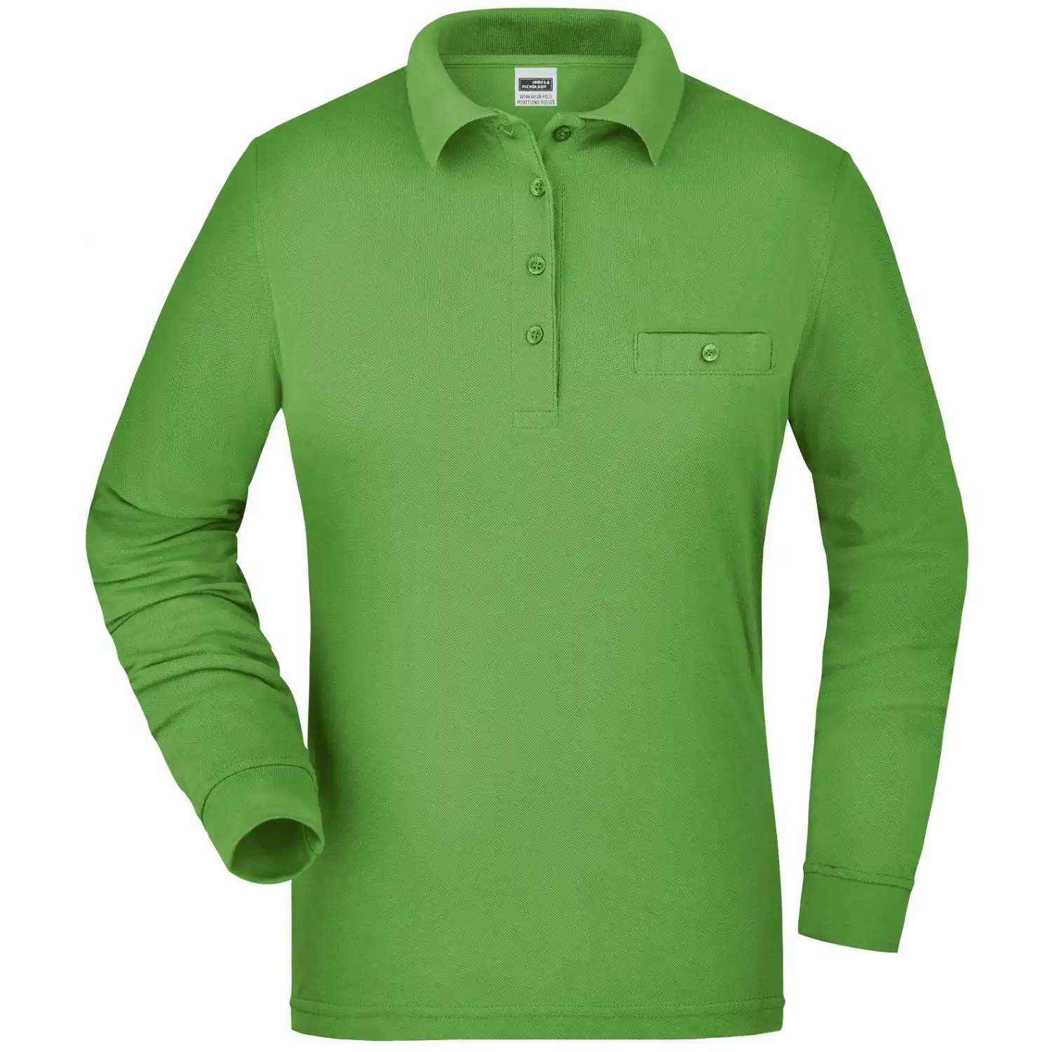 Damen Langarm Poloshirt "JN865" in lime-green, XL - Bild 1