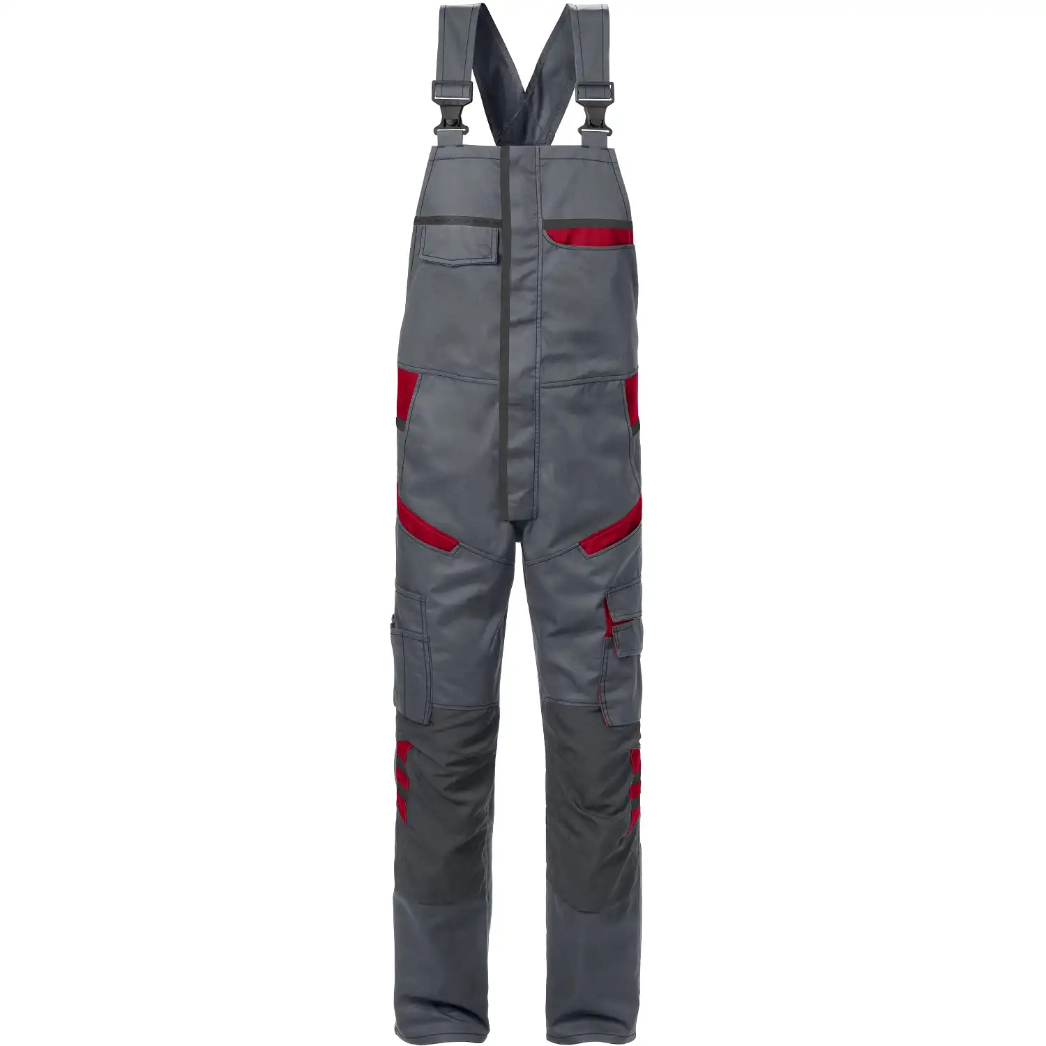 Latzhose "1555 STFP" Fusion Skarup in grau/rot, C44 - Thumbnail 1