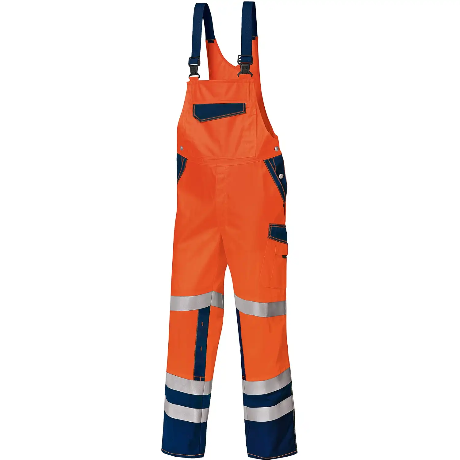 Warnschutz Latzhose "2011-845" Hi-Vis Comfort in warnorange/dunkelblau, 44 - Thumbnail 1