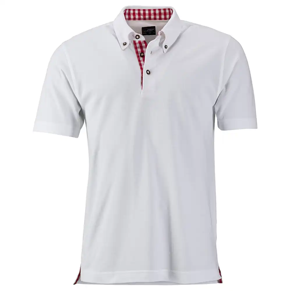 Polo-Shirt Trachtenlook "JN716" in white/red-white, 3XL - Thumbnail 1