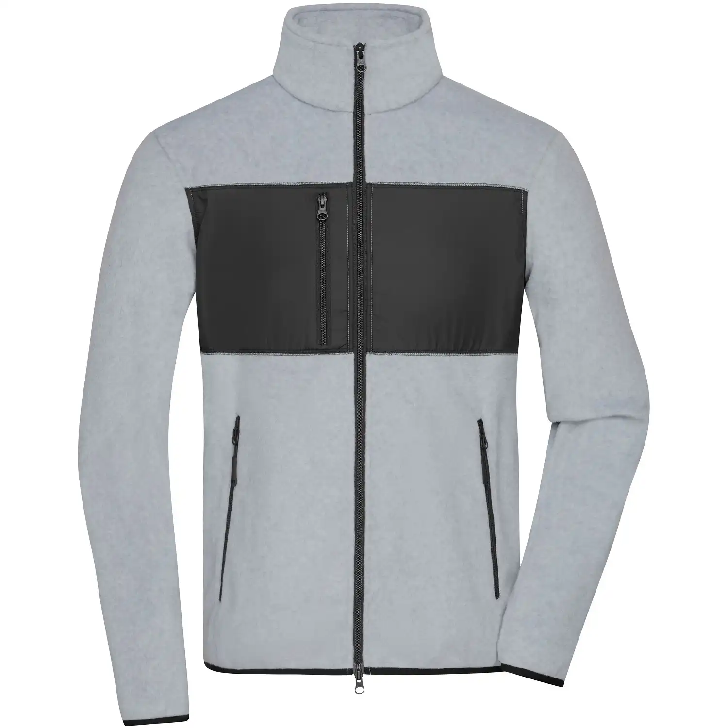 Fleecejacke "JN1312" in light-melange/black, S - Thumbnail 1