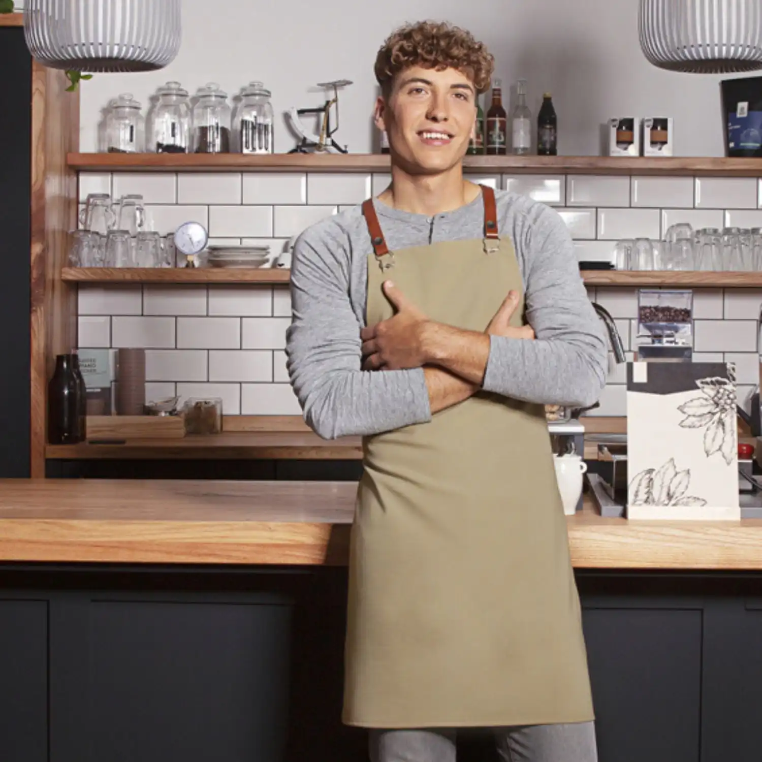 Latzschürze Green-Generation "LS 37" in kieselbeige - Thumbnail 3