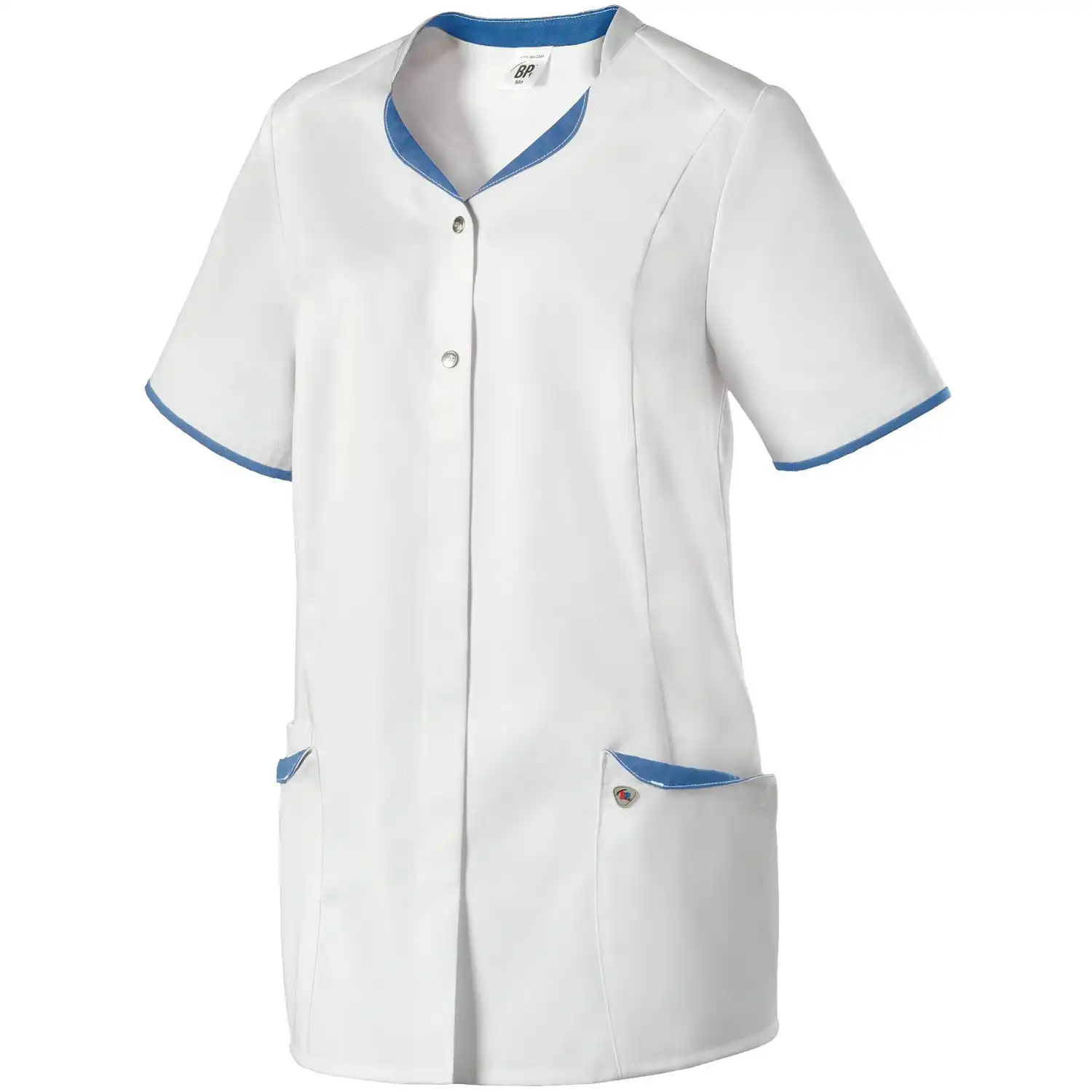 Damen Kasack "1702-485" Med & Care in weiß/azurblau, XS - Thumbnail 1