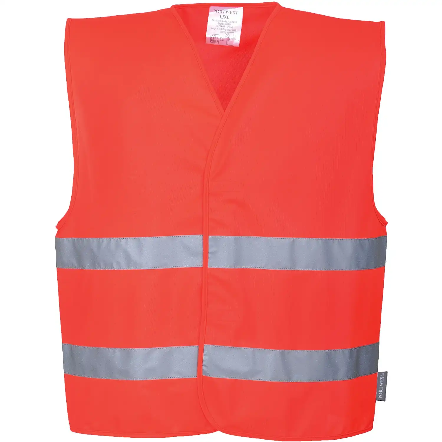 Warnweste 100% Polyester "C474" Kl. 2 in L/XL, Rot - Bild 1