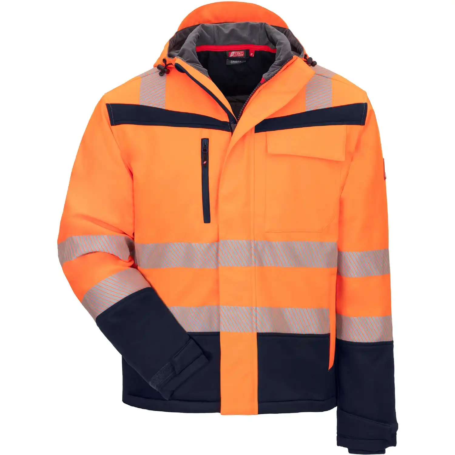 Winter Warnschutz Softshelljacke "MOTION TEX VIZ" in orange/marine, L - Thumbnail 1