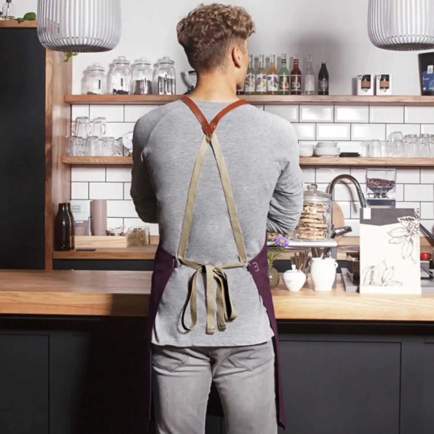 Latzschürze Green-Generation "LS 37" in aubergine - Thumbnail 4