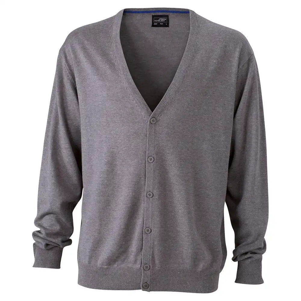 V-Neck Cardigan "JN661" in grey-heather, 3XL - Thumbnail 1