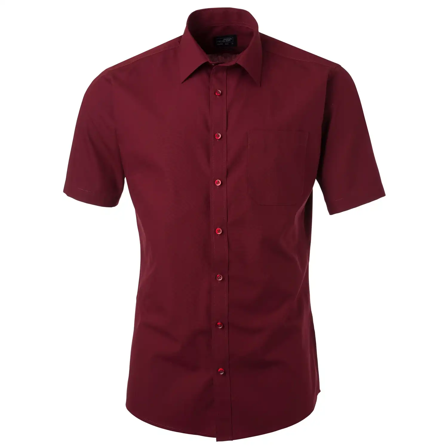 Kurzarm Hemd "JN680" in wine, 3XL - Thumbnail 1