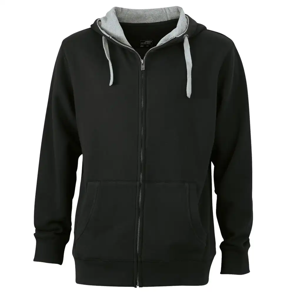 Lifestyle Kapuzen-Sweatjacke "JN963" in schwarz, 3XL - Thumbnail 1