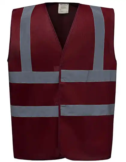 Warnschutz-Weste High-Vis 2-Bands "YK100" in maroon, M - Bild 1