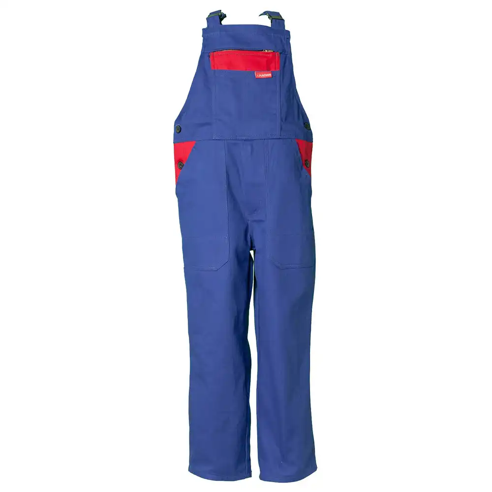 Kinder-Latzhose - 290g/m² in kornblau/rot, 110/116 - Bild 1