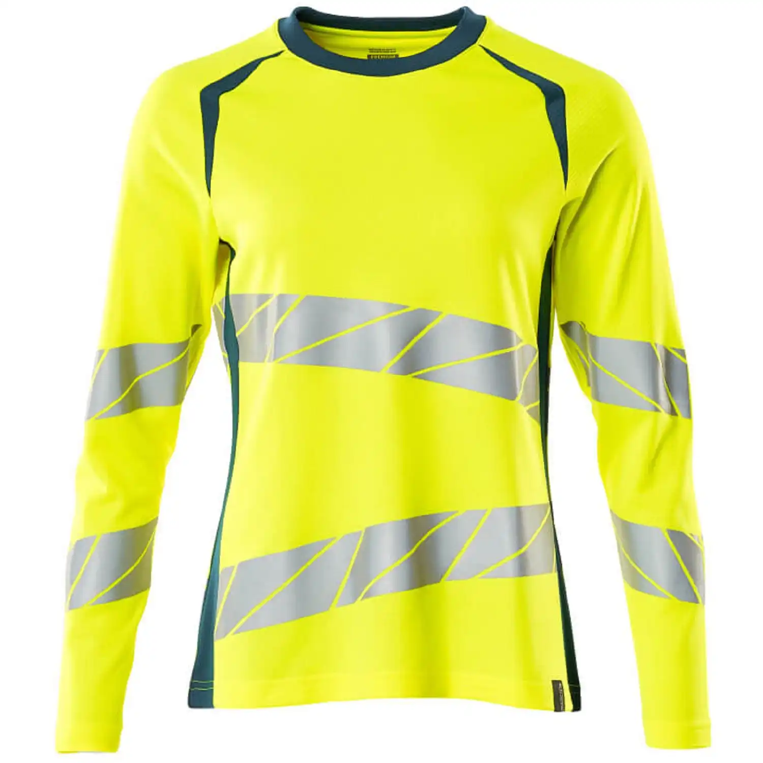 Damen Warnschutz Langarmshirt "ACCELERATE SAFE" UV-Schutz in gelb/dunkelpetroleum, XS - Bild 1