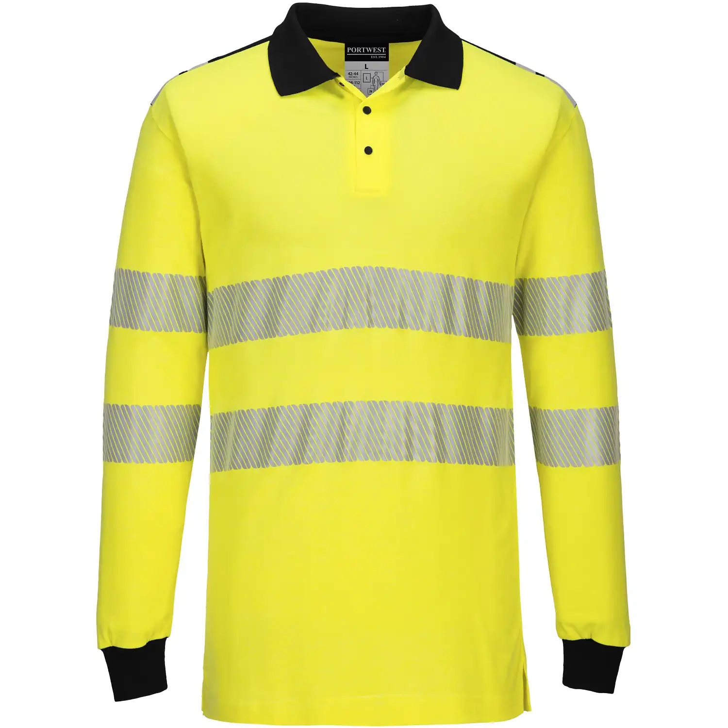 Multinorm Langarm-Poloshirt FR702 WX3 FR in gelb/schwarz, L - Thumbnail 1