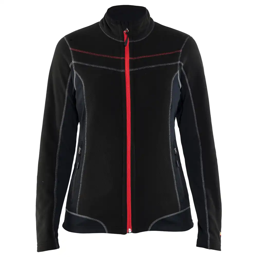 Damen Microfleece-Jacke "4924" in schwarz/rot, L - Thumbnail 1