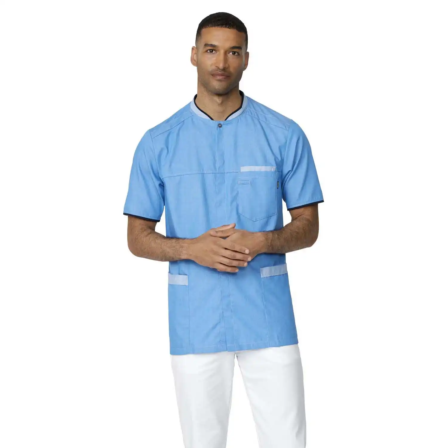 Unisex Kasack "25415" in Blau, L - Thumbnail 3