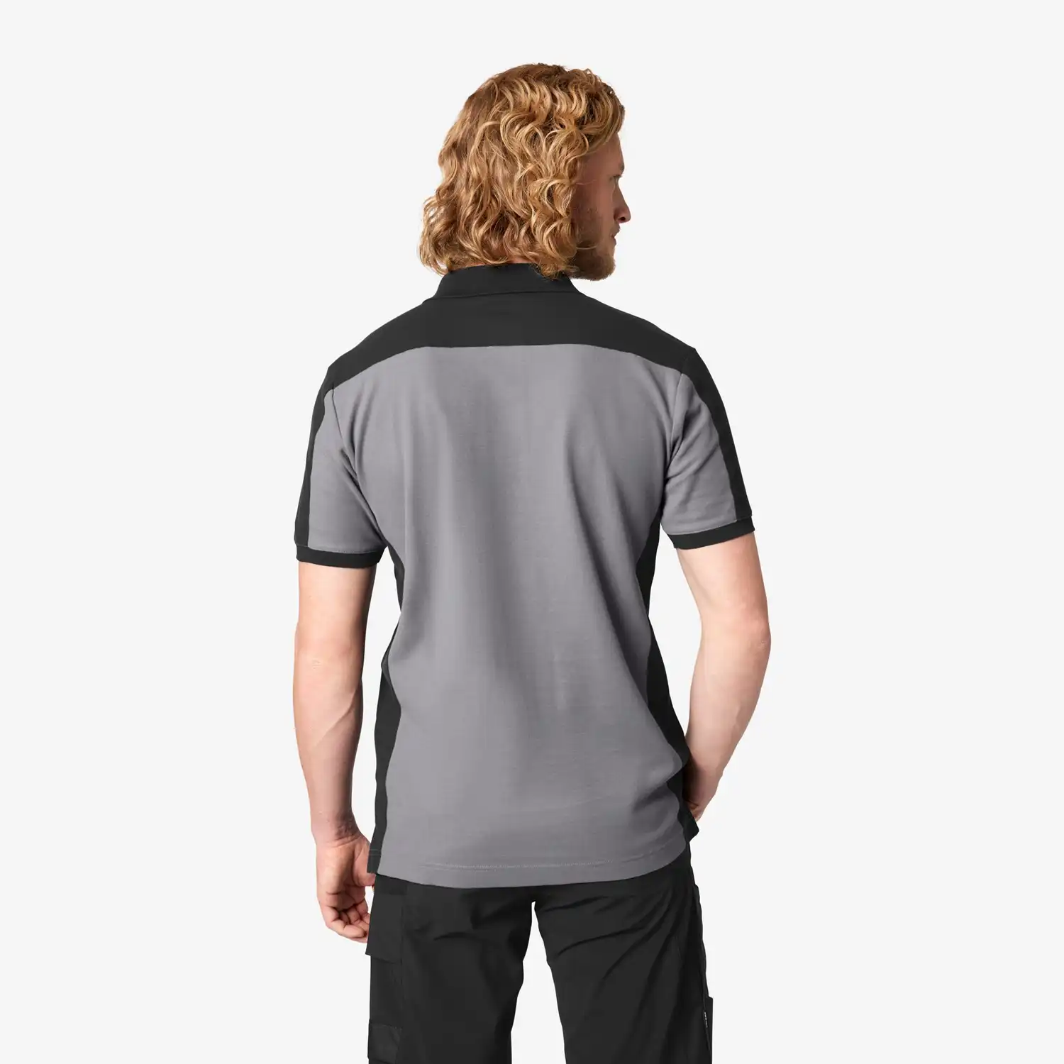 Polo-Shirt zweifarbig "KONRAD" in grau/schwarz, XXL - Thumbnail 2