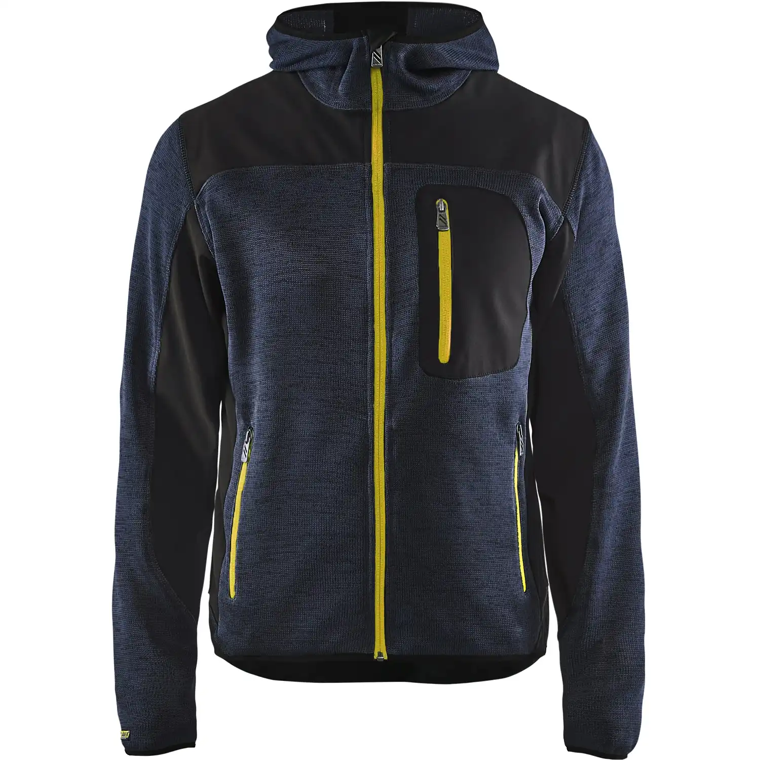 Strickjacke "4930" mit Softshell in dunkelblau/gelb, M - Thumbnail 1