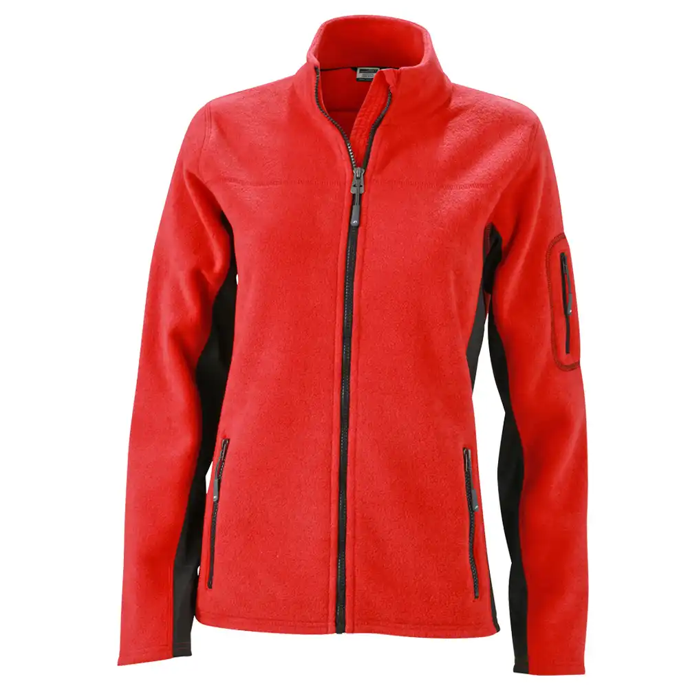 Damen Fleecejacke "JN841" in rot/schwarz, 3XL - Bild 1
