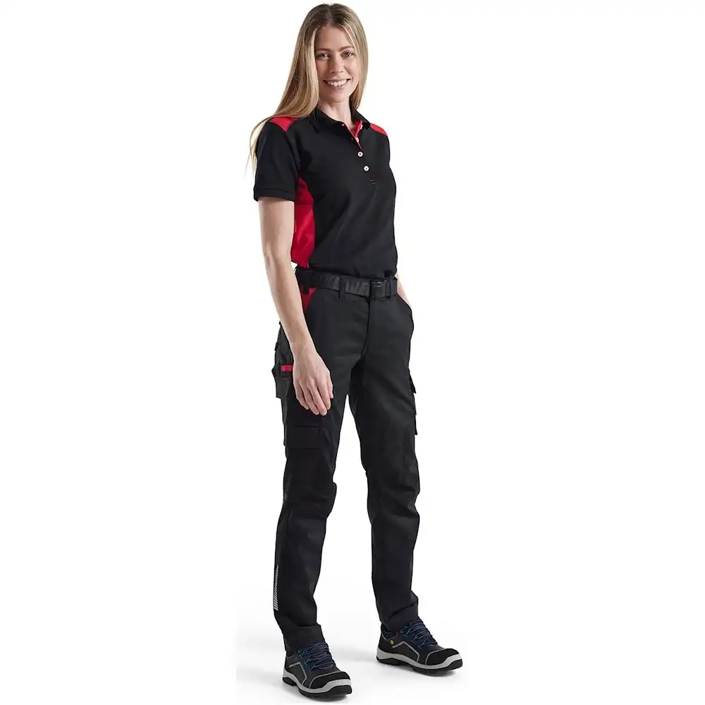 Damen Polo-Shirt "3390" in schwarz/rot, M - Thumbnail 3