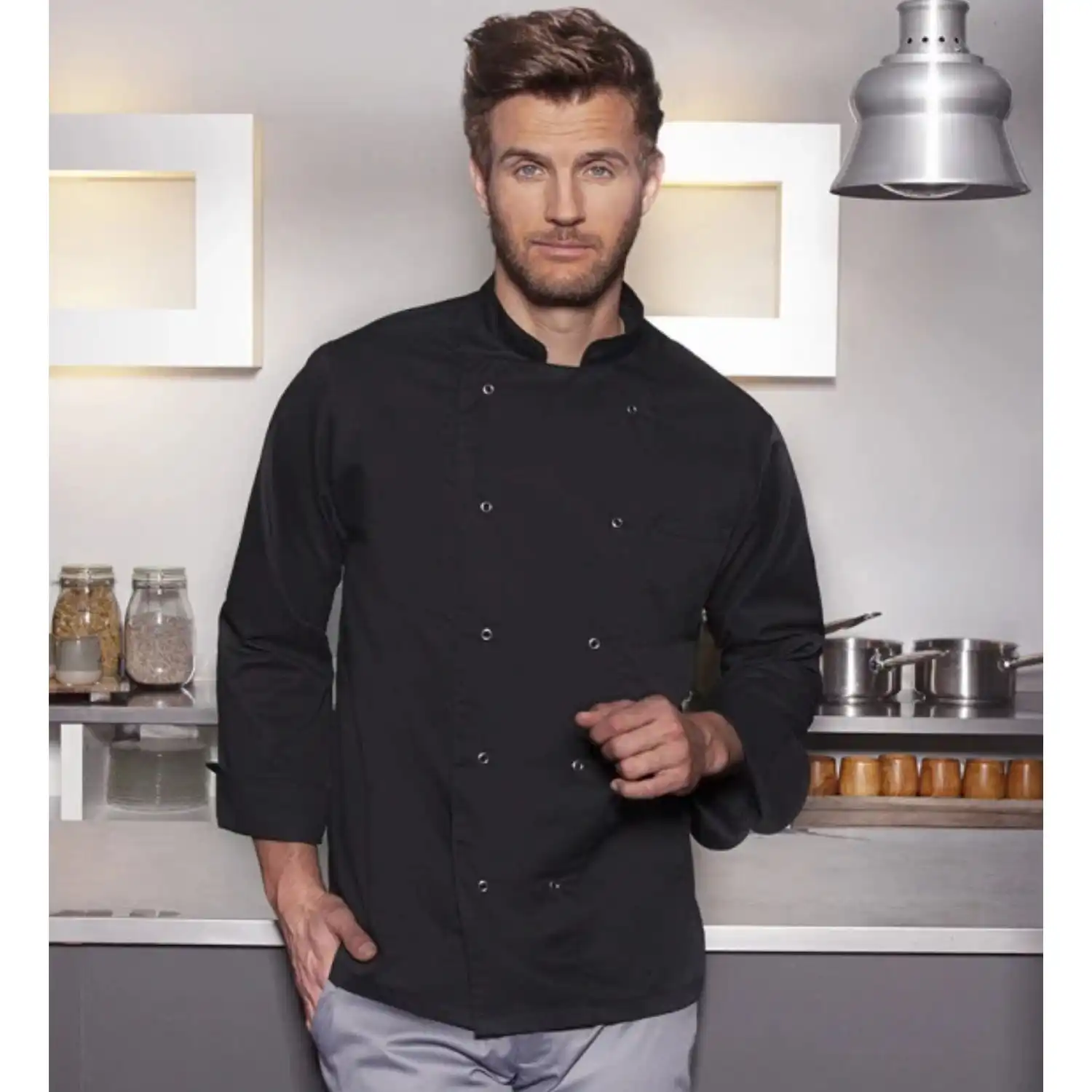 Basic Kochjacke "BJM 2" in schwarz, XXL - Thumbnail 8