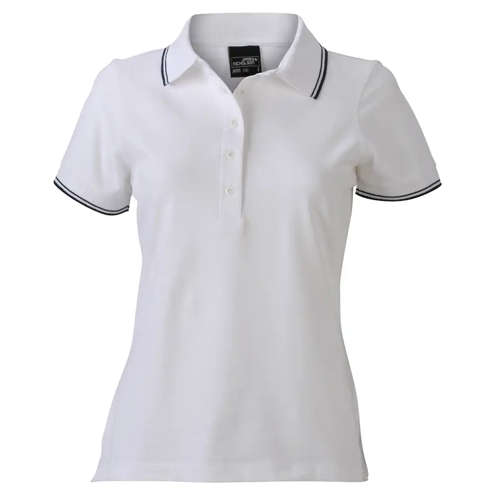 Damen Polo-Shirt "JN985" in white/navy, L - Bild 1