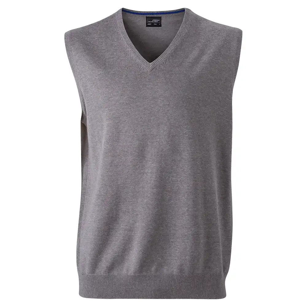 V-Neck Pullunder "JN657" in grey-heather, XL - Thumbnail 1