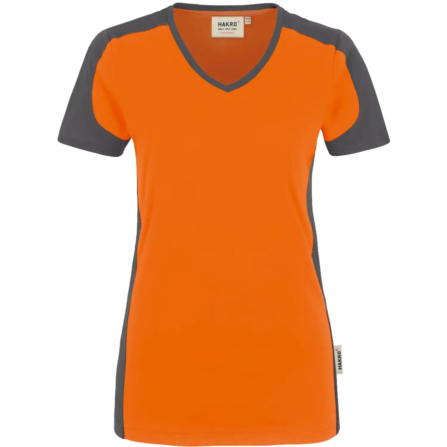 Damen V-Shirt "CONTRAST PERFORMANCE" 190 in Orange, L - Thumbnail 1