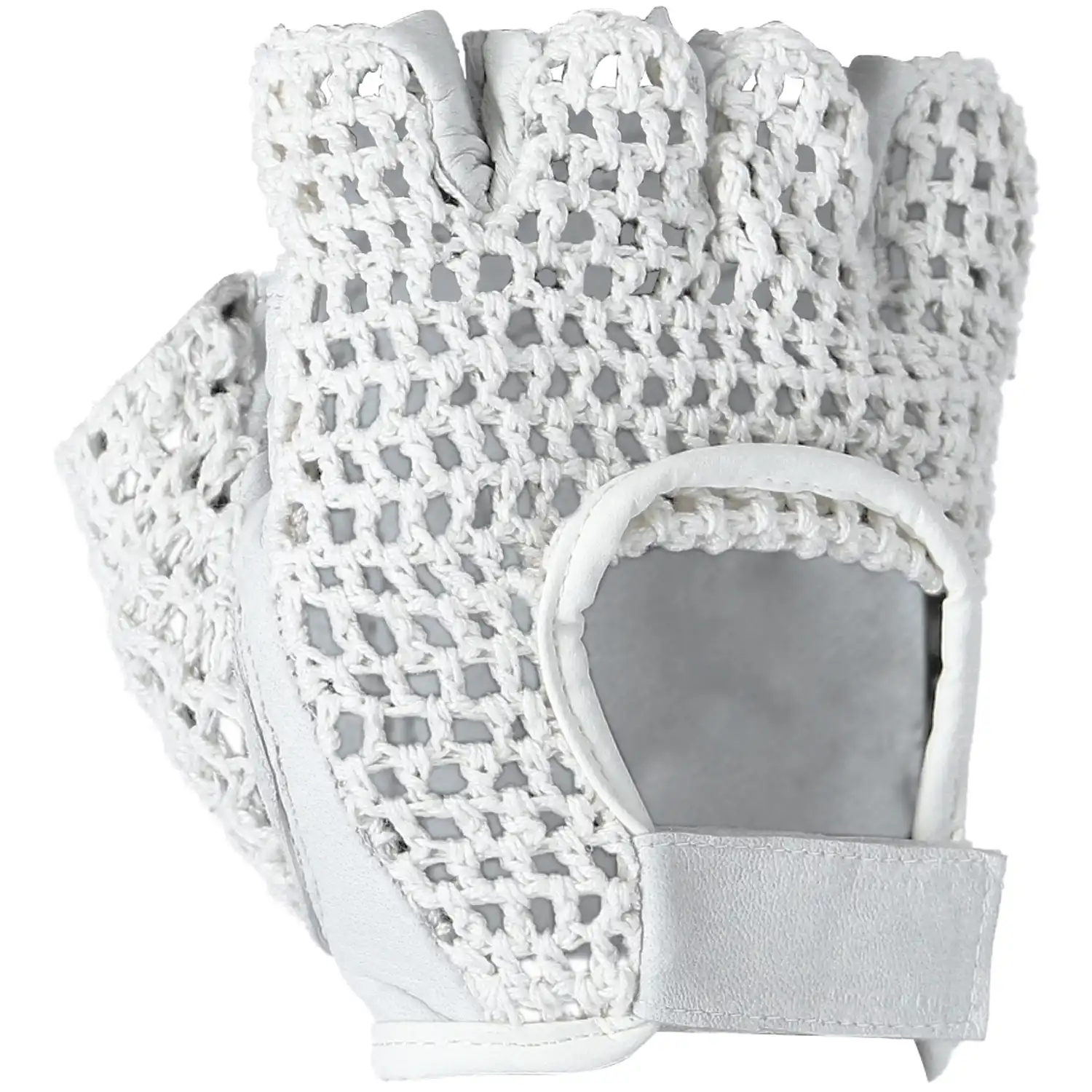 Fahrrad-Häkel-Handschuhe Nappaleder weiß  in 8 (M) - Thumbnail 1