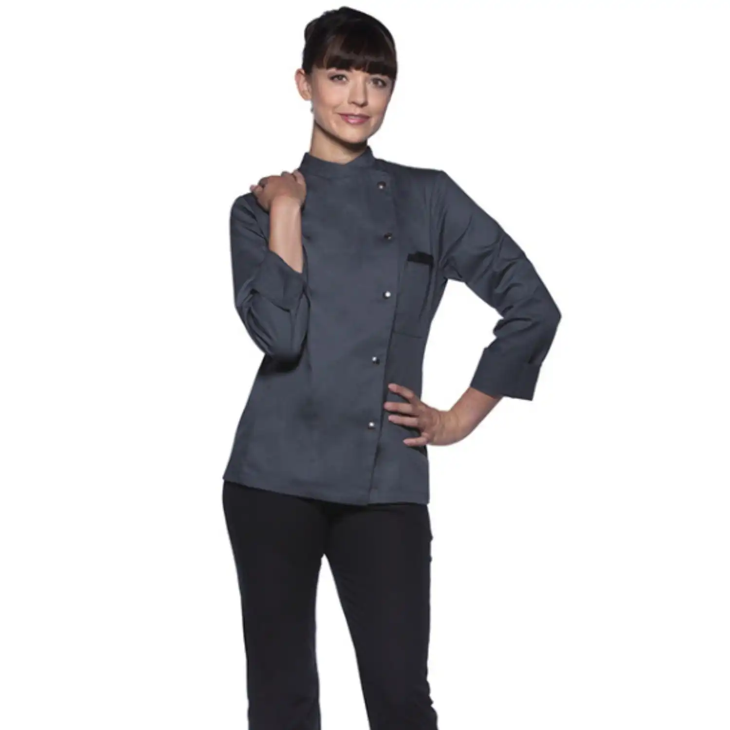 Damen Kochjacke Larissa "JF 3" in anthrazit, 48 - Thumbnail 7