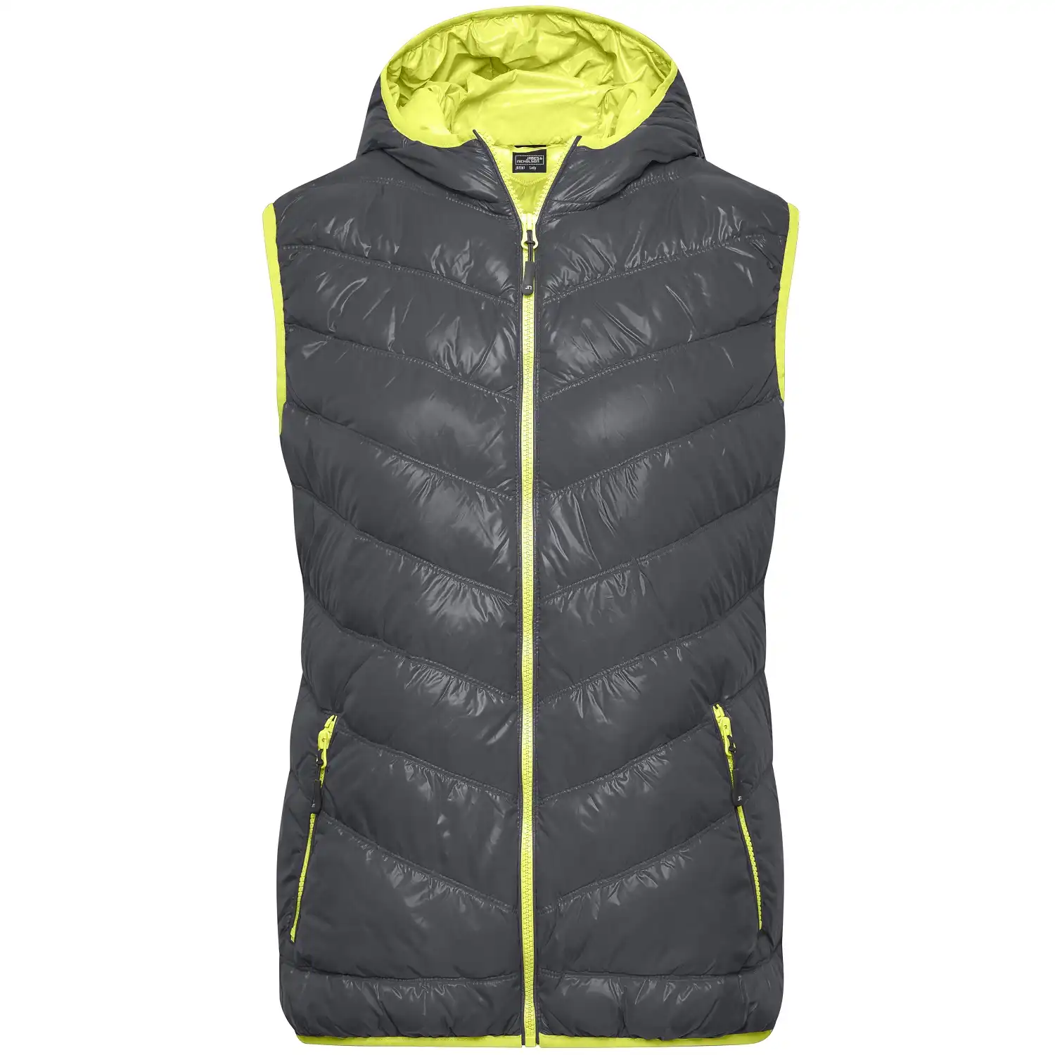 Ultraleichte Damen Daunenweste "JN1061" in carbon/acid-yellow, L - Thumbnail 1