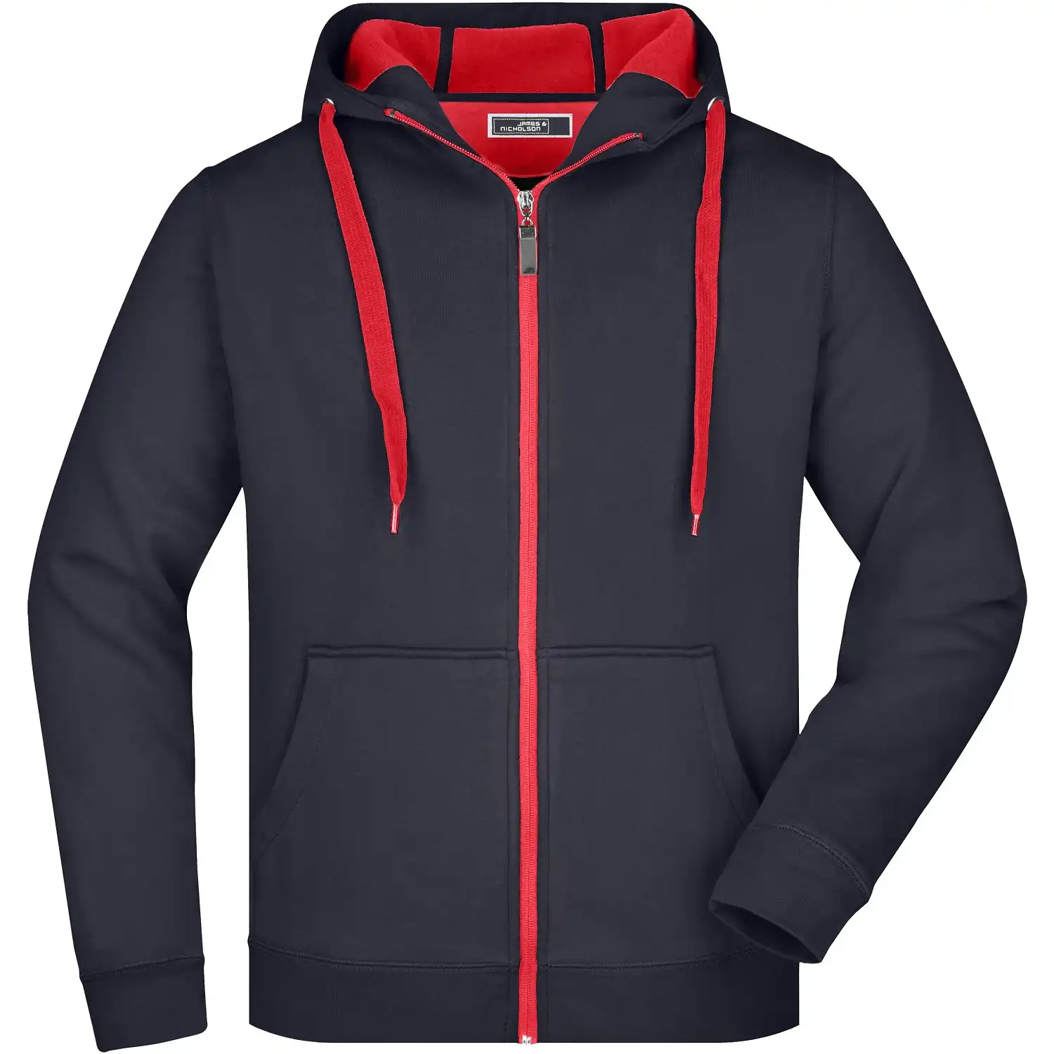 Kapuzen-Sweatjacke Doubleface "JN355" in navy/red, L - Bild 1