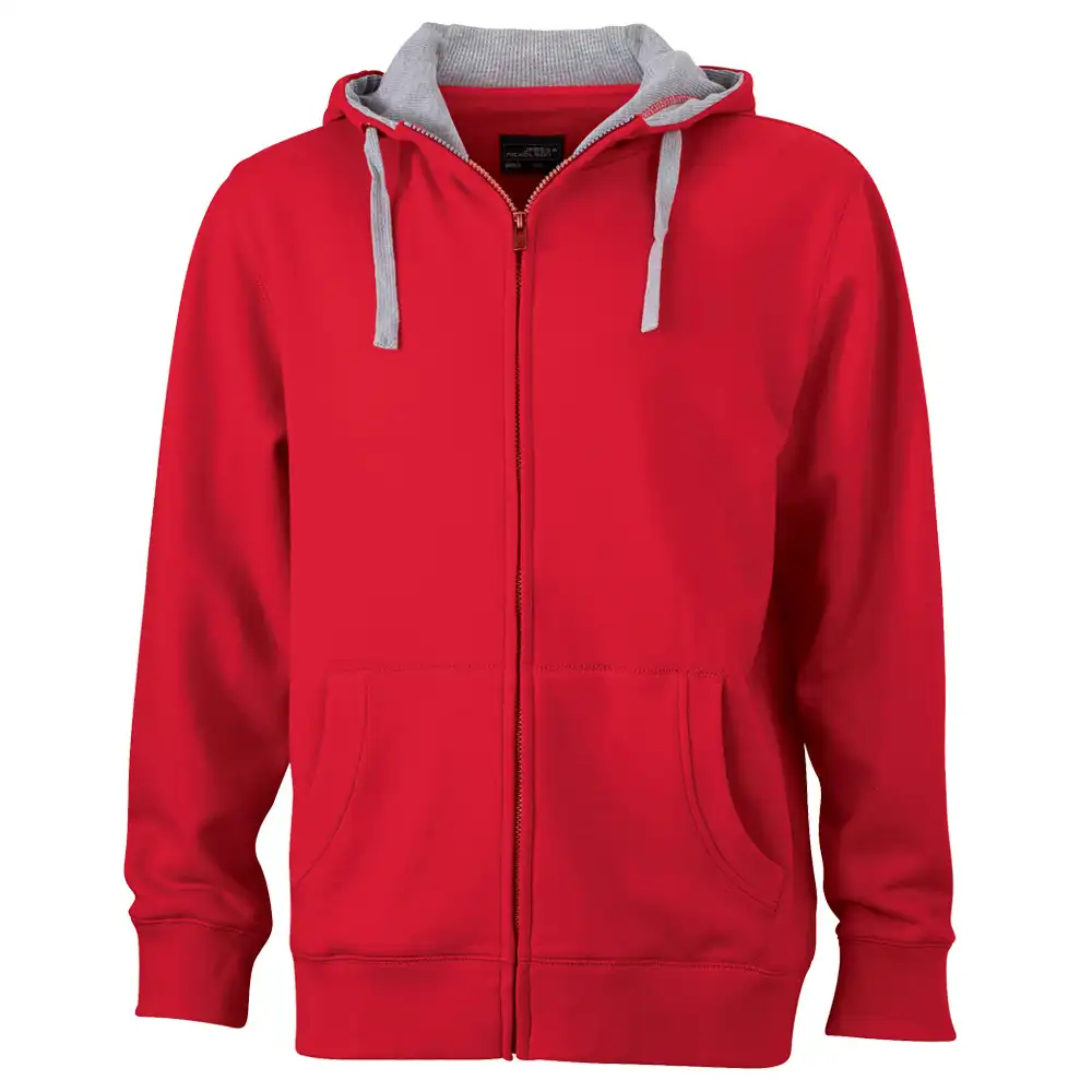 Lifestyle Kapuzen-Sweatjacke "JN963" in red, 3XL - Thumbnail 1