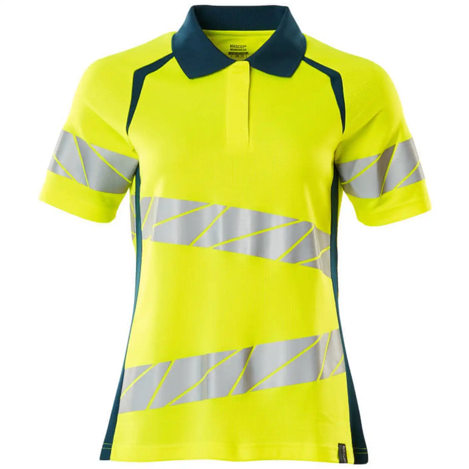 Damen Warnschutz Polo-Shirt "ACCELERATE SAFE" UV-Schutz in gelb/dunkelpetroleum, XS - Bild 1