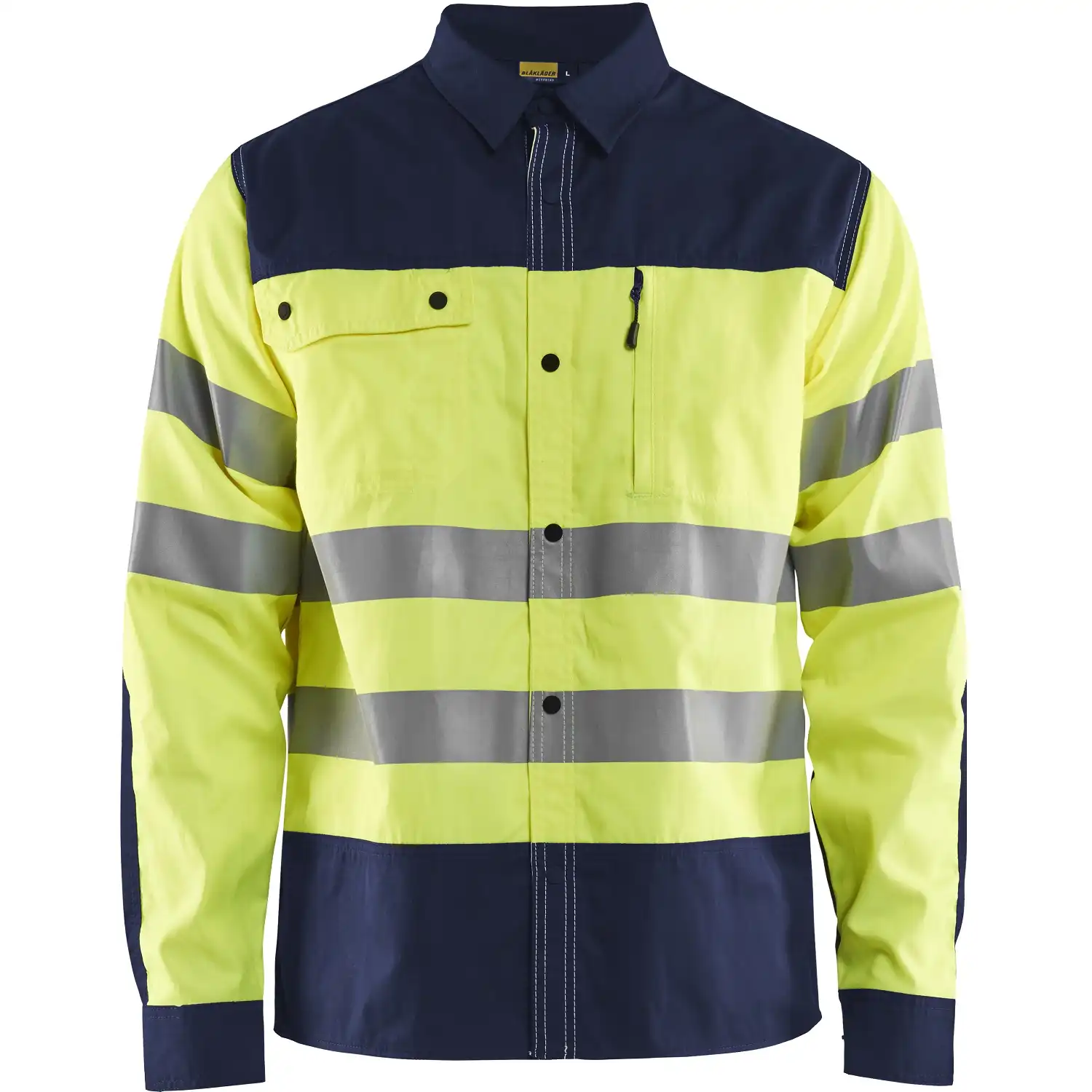Warnschutz Arbeitshemd "3255" in gelb/marine, 3XL - Thumbnail 1