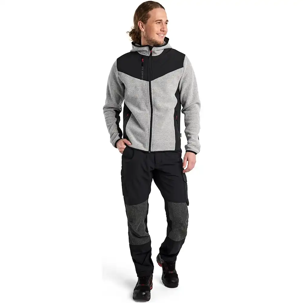 Strickjacke "5940" in grau-melange/schwarz, 3XL - Thumbnail 3