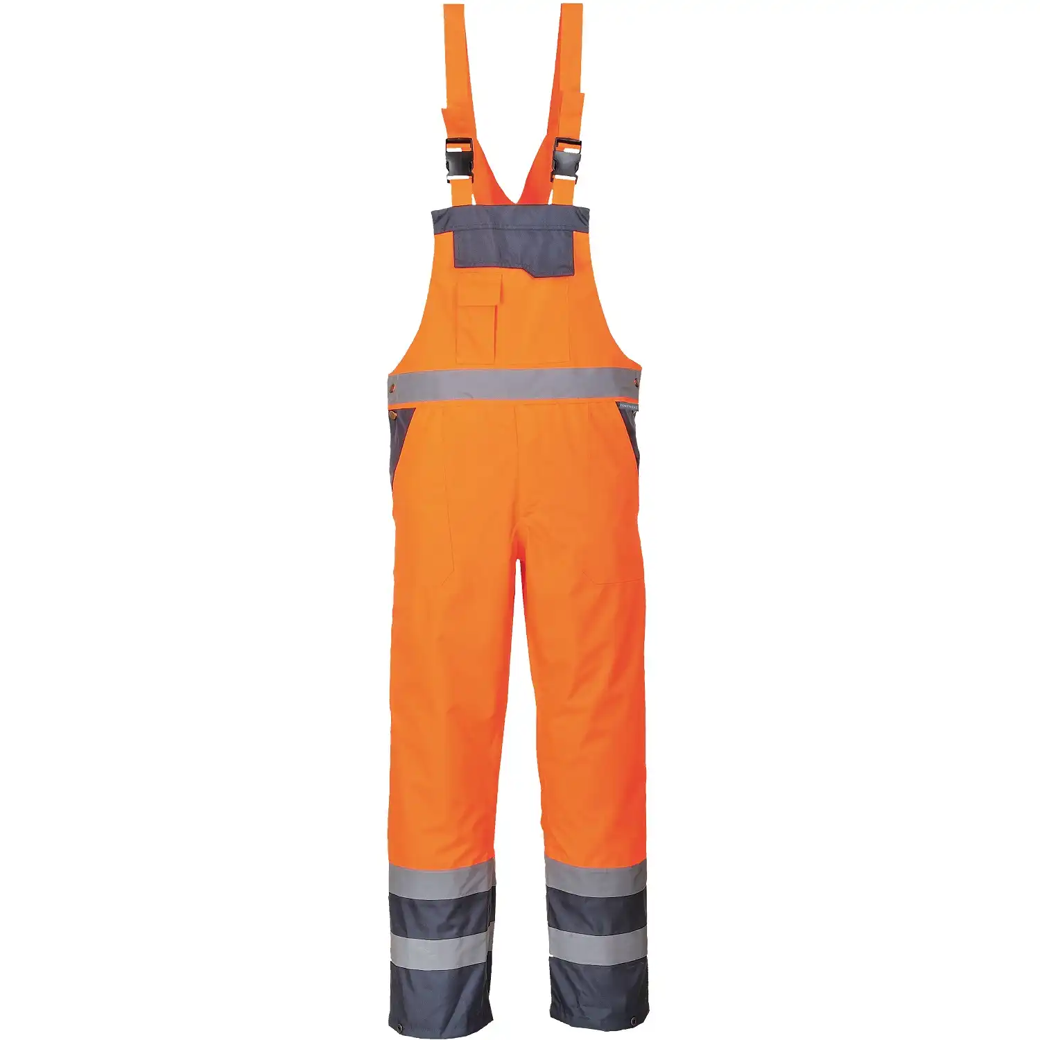 Warnschutz PU-Regen-Latzhose "S488" Kontrast in orange/marine, L - Thumbnail 1