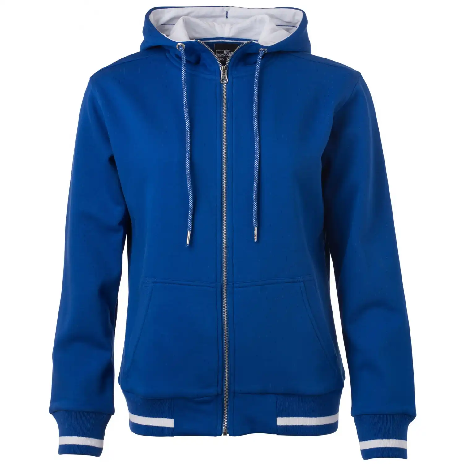 Damen Kapuzen-Sweatjacke "JN775" in royal/white, L - Thumbnail 1