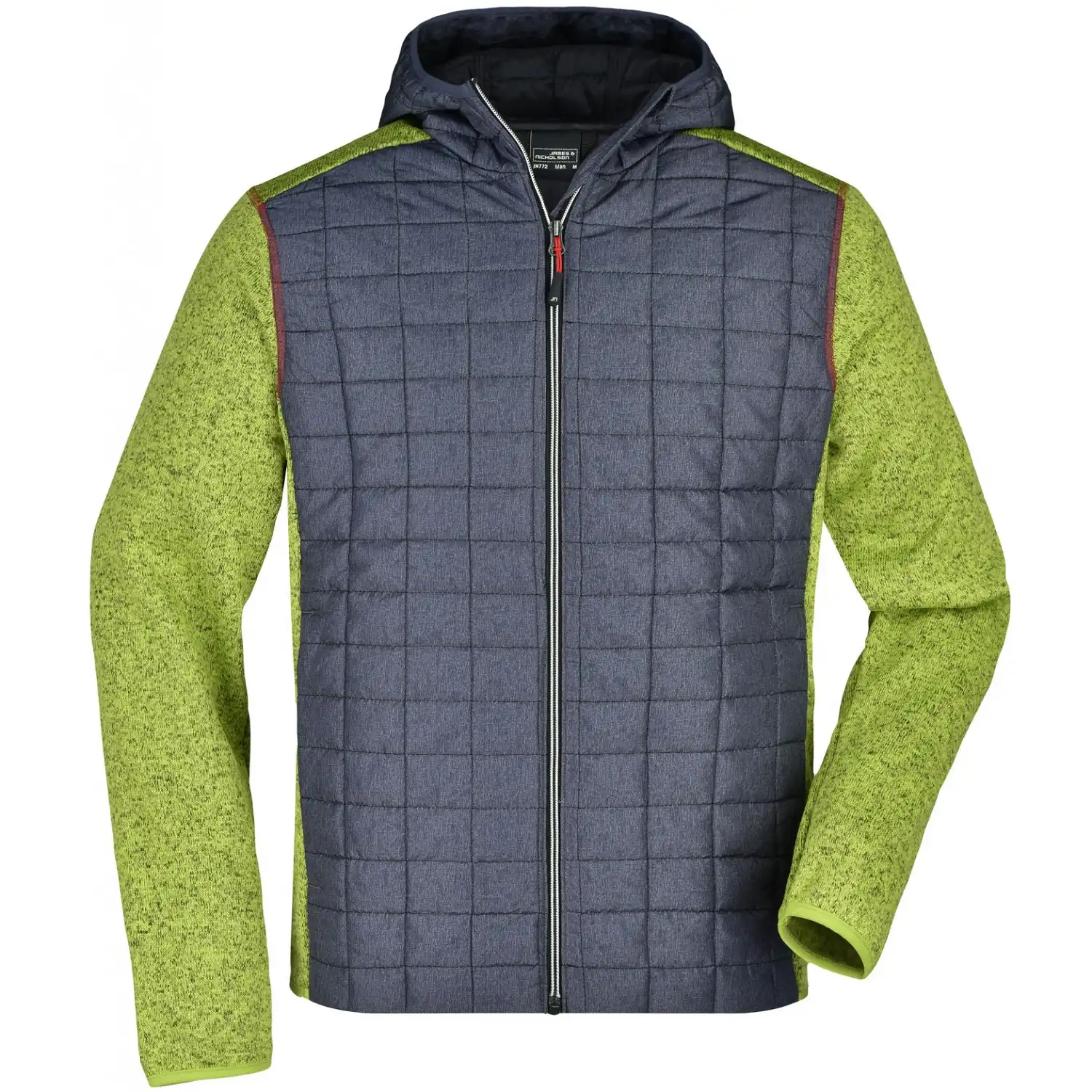 Strickfleecejacke "JN772" in kiwi-melange/anthracite-melang, S - Thumbnail 1