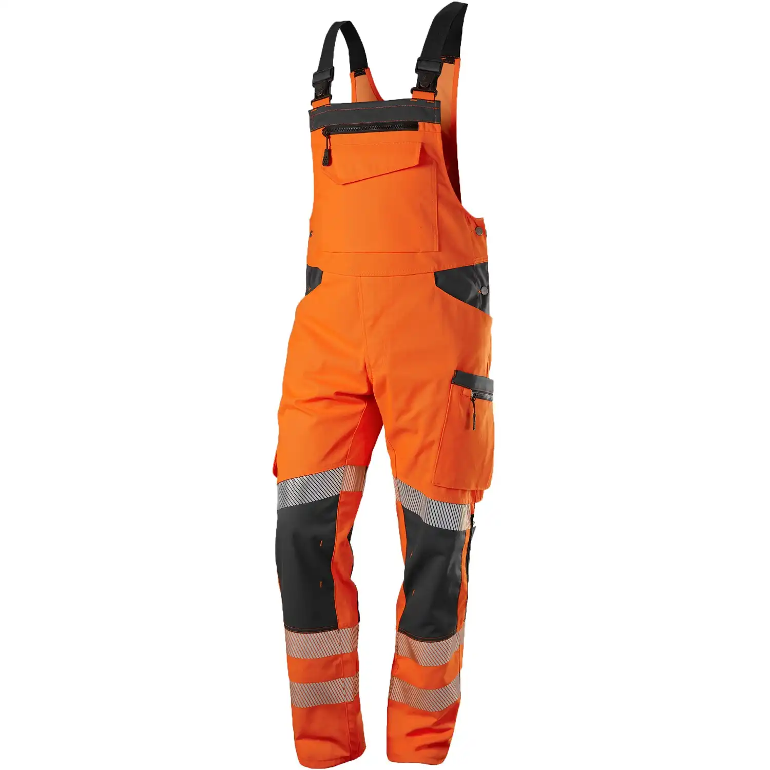 Warnschutz Stretch Latzhose "2041-844" Hi-Vis Stretch in warnorange/anthrazit, 48/50 - lang - Thumbnail 1
