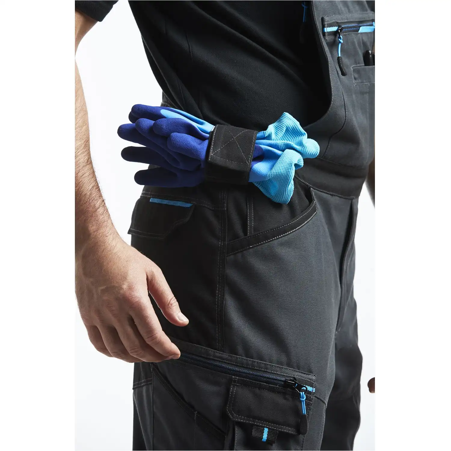 Latzhose "T704" WX3 in persian blue, S - Thumbnail 3