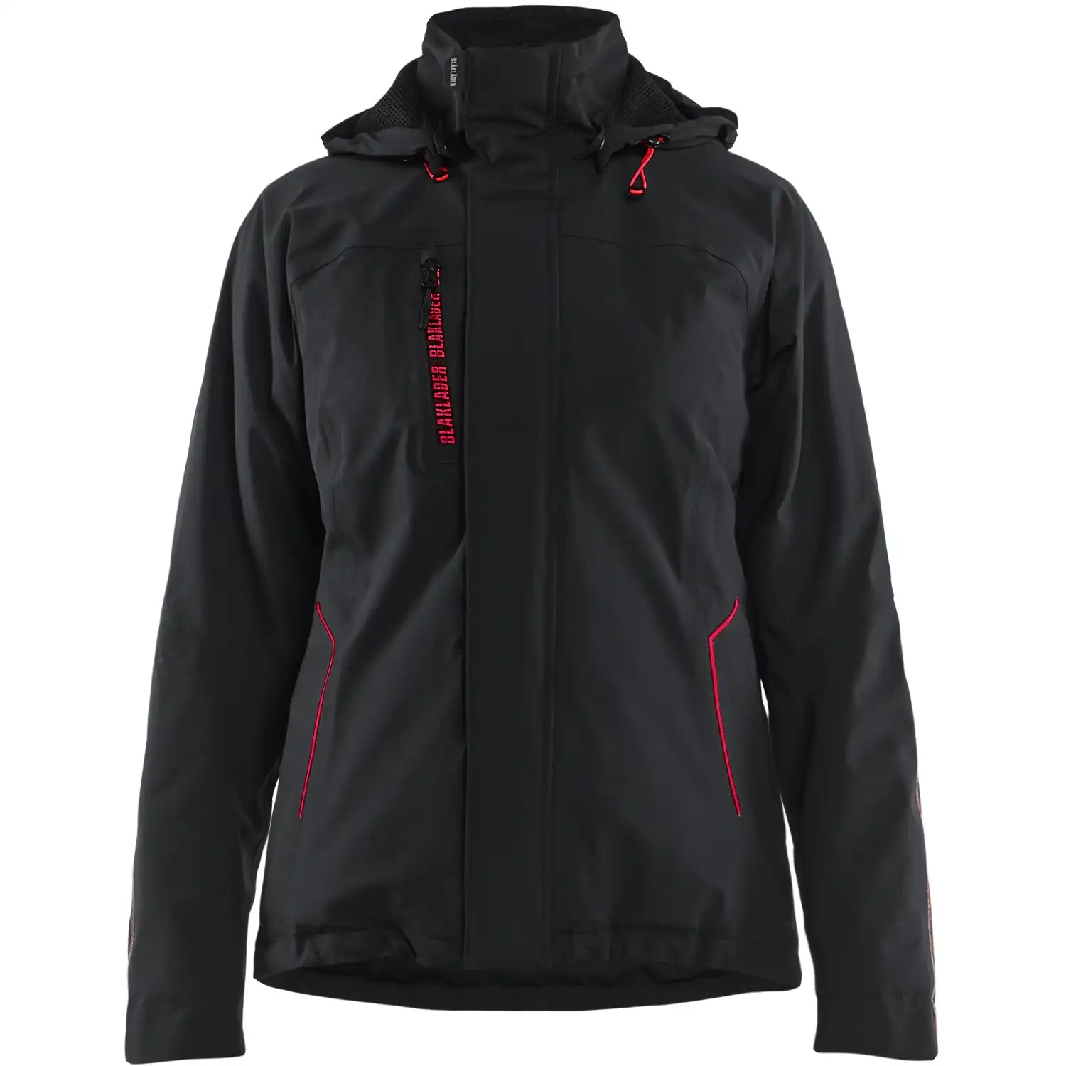 Damen Stretch Winterjacke "4408" in schwarz/rot, M - Thumbnail 1