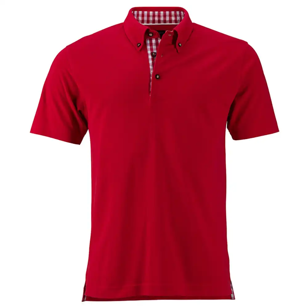 Polo-Shirt Trachtenlook "JN716" in red/red-white, 3XL - Thumbnail 1
