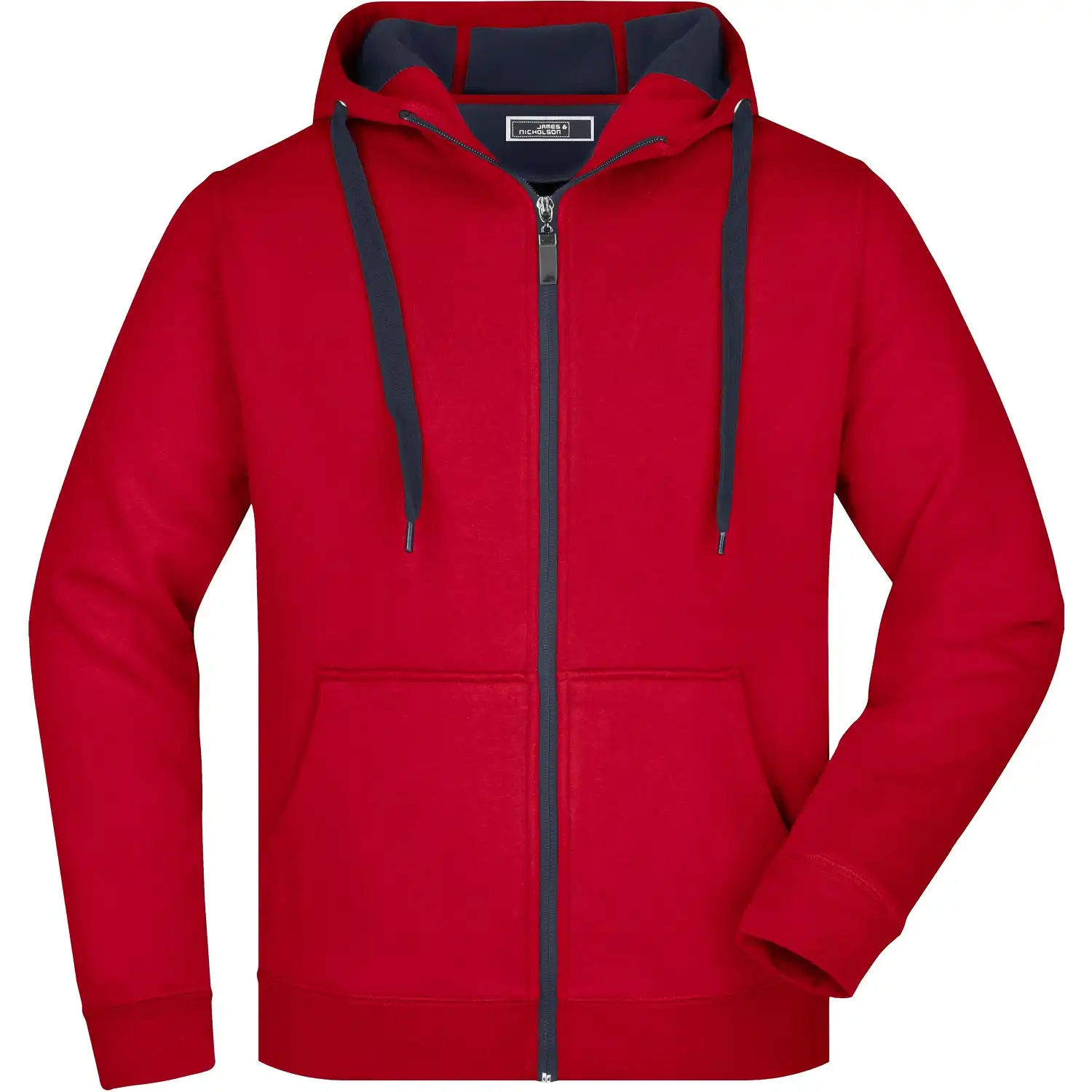 Kapuzen-Sweatjacke Doubleface "JN355" in red, M - Thumbnail 1