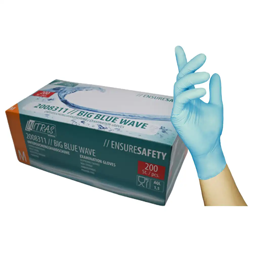 Nitril-Einmalhandschuhe „BIG BLUE WAVE“ – BASIC | 200er Box in L - Bild 1