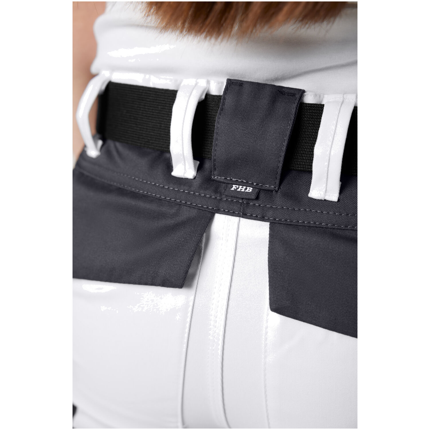 Damen Arbeitshose "ANNETTE" in weiß/anthrazit, 48 - Thumbnail 5