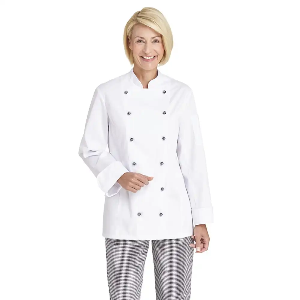 Damen-Kochjacke Langarm "08/2518" in 48, Weiß - Thumbnail 1